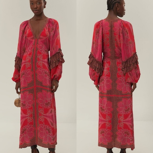 Farm Rio Floral Glam Scarf Maxi Dress NEW - Picture 1 of 16